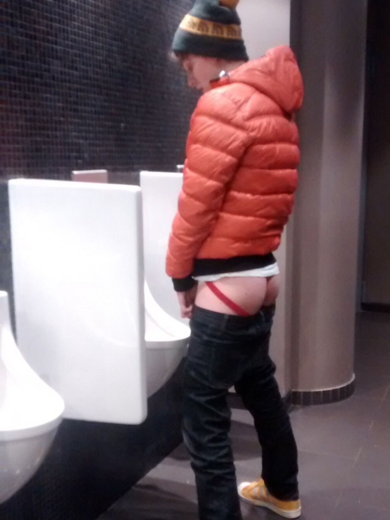Jockstrap at Public Urinal