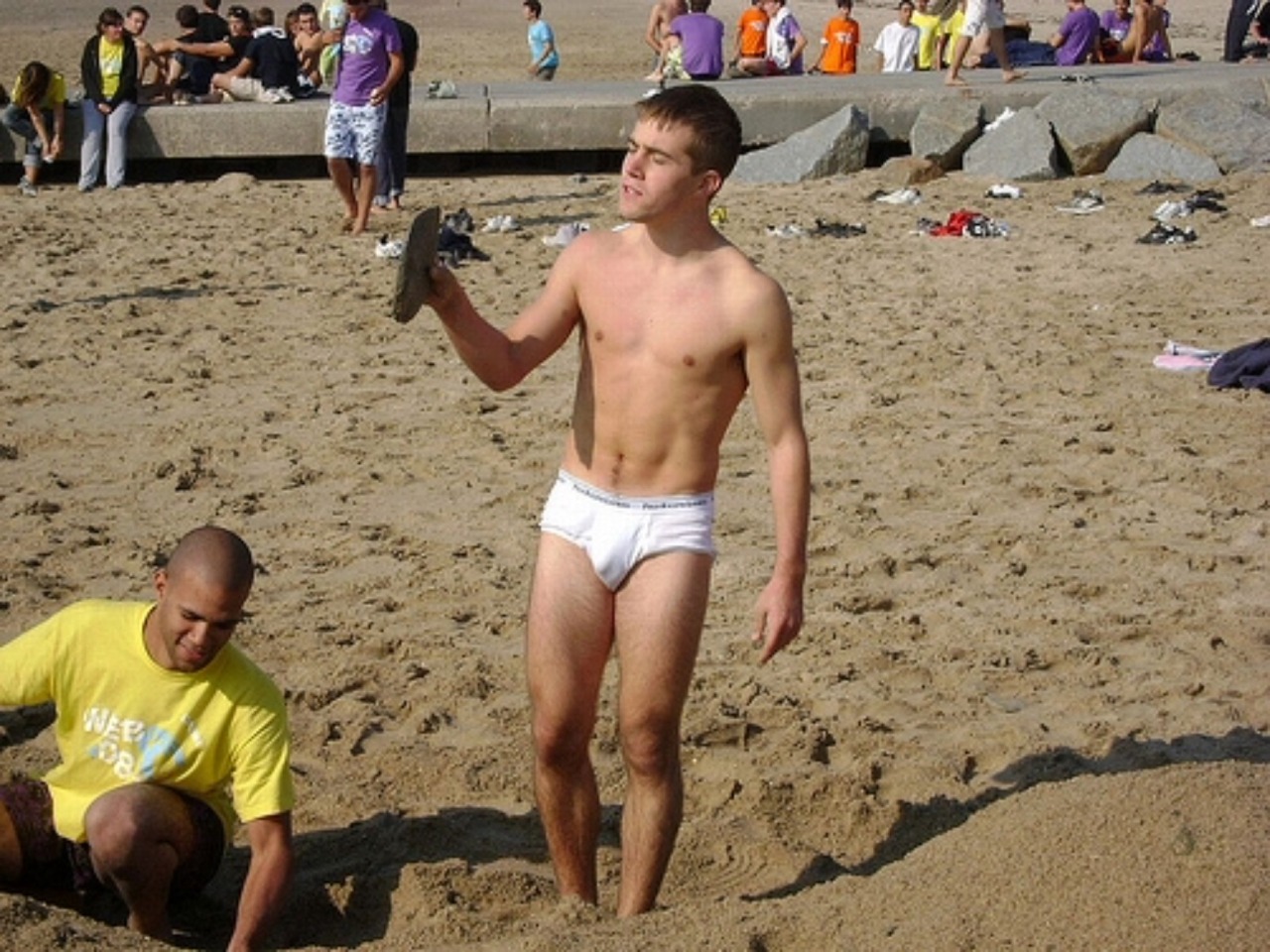 White Underwear At Public Beach